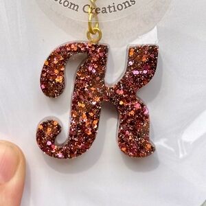 Brownish/Rose Gold Glitter Fall Color “K” Keychain